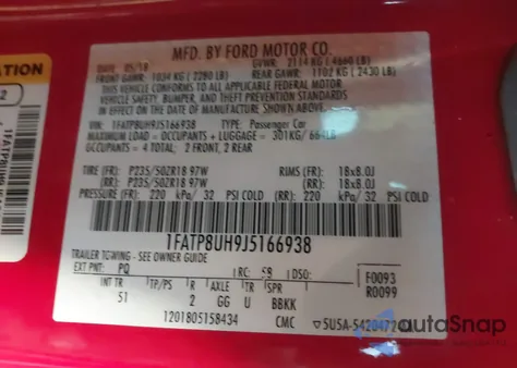 2018 Ford Mustang Ecoboost Premium from USA, damaged, VIN 1FATP8UH9J5166938